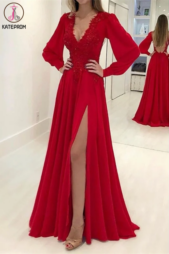 Long Sleeve Prom Dresses 2020, Elegant ...